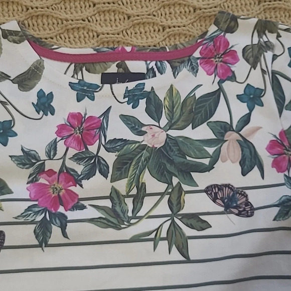 Joules Riviera Striped and Floral Printed Shift Dress - Size 6 - Picture 6 of 11